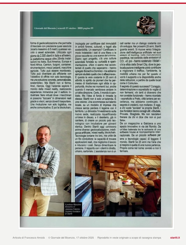 Seconda pagina dell'articolo del Giornale del Bisenzio su Startit