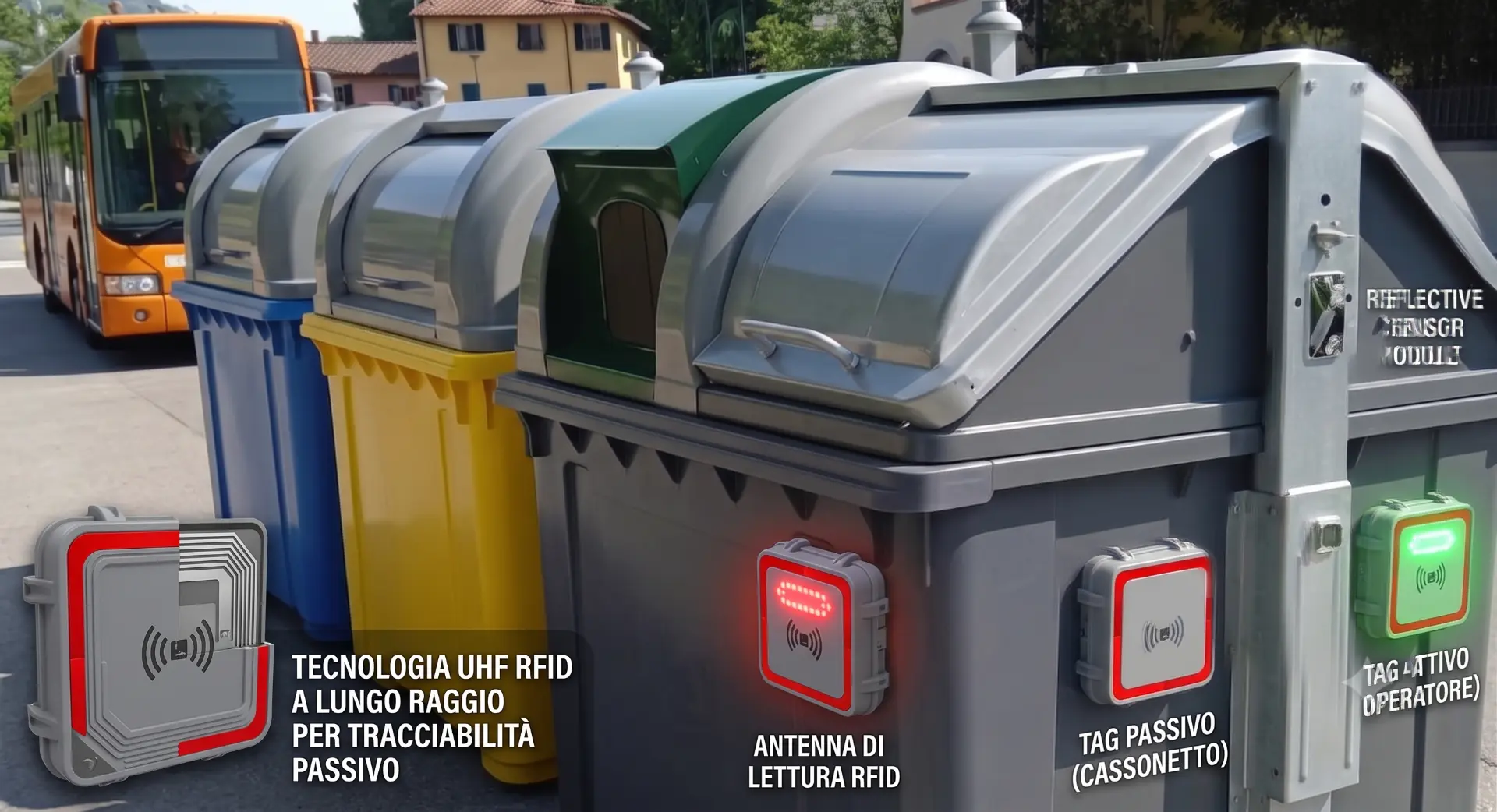 Cassonetti con TAG UHF e antenne di lettura