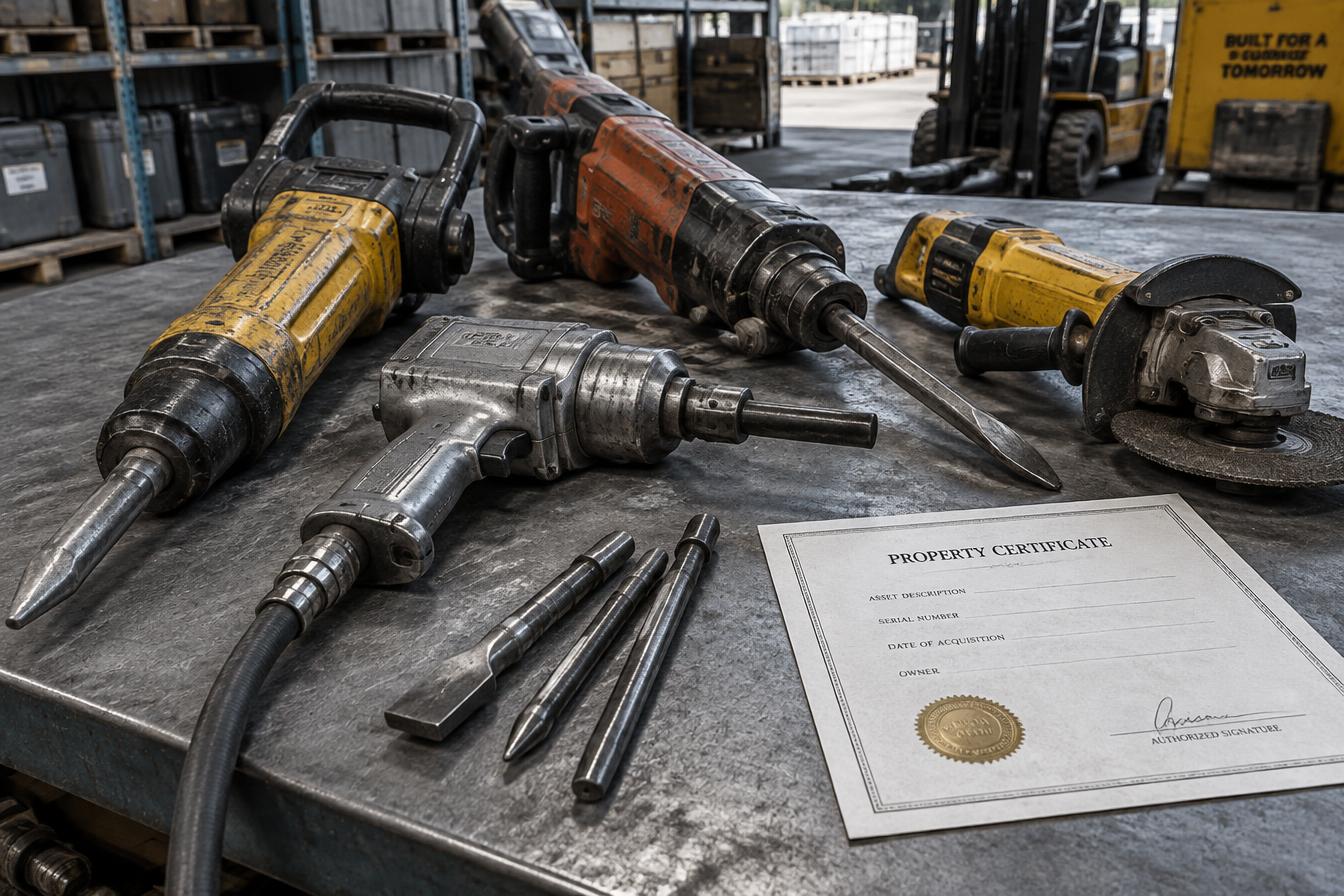 Attrezzi da cantiere con certificato di proprietà