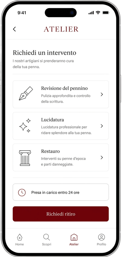 Concierge d'atelier, richiesta di manutenzione dall'app