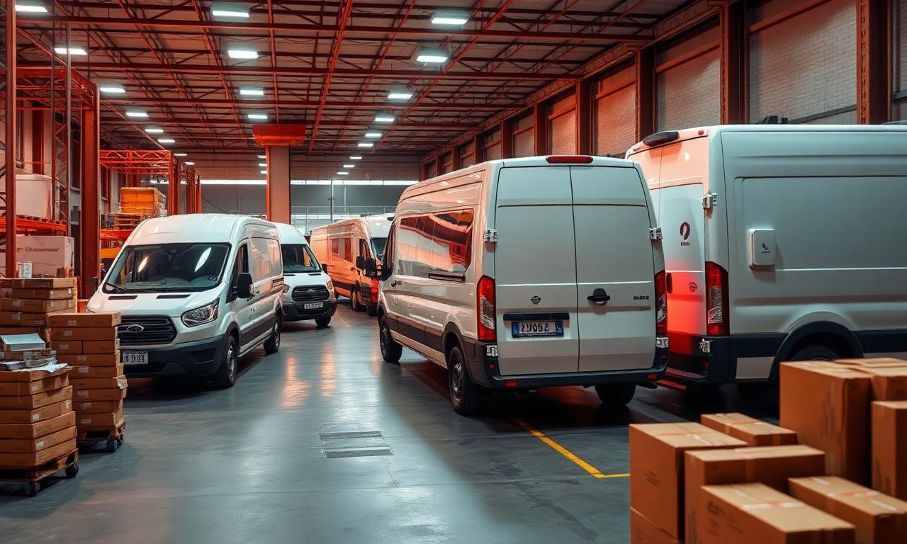 Hub di distribuzione ultimo miglio con furgoni e sensori IoT per la qualità dell'aria